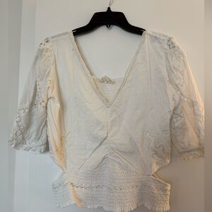 EUC cropped lace embroidered top from Anthropologie